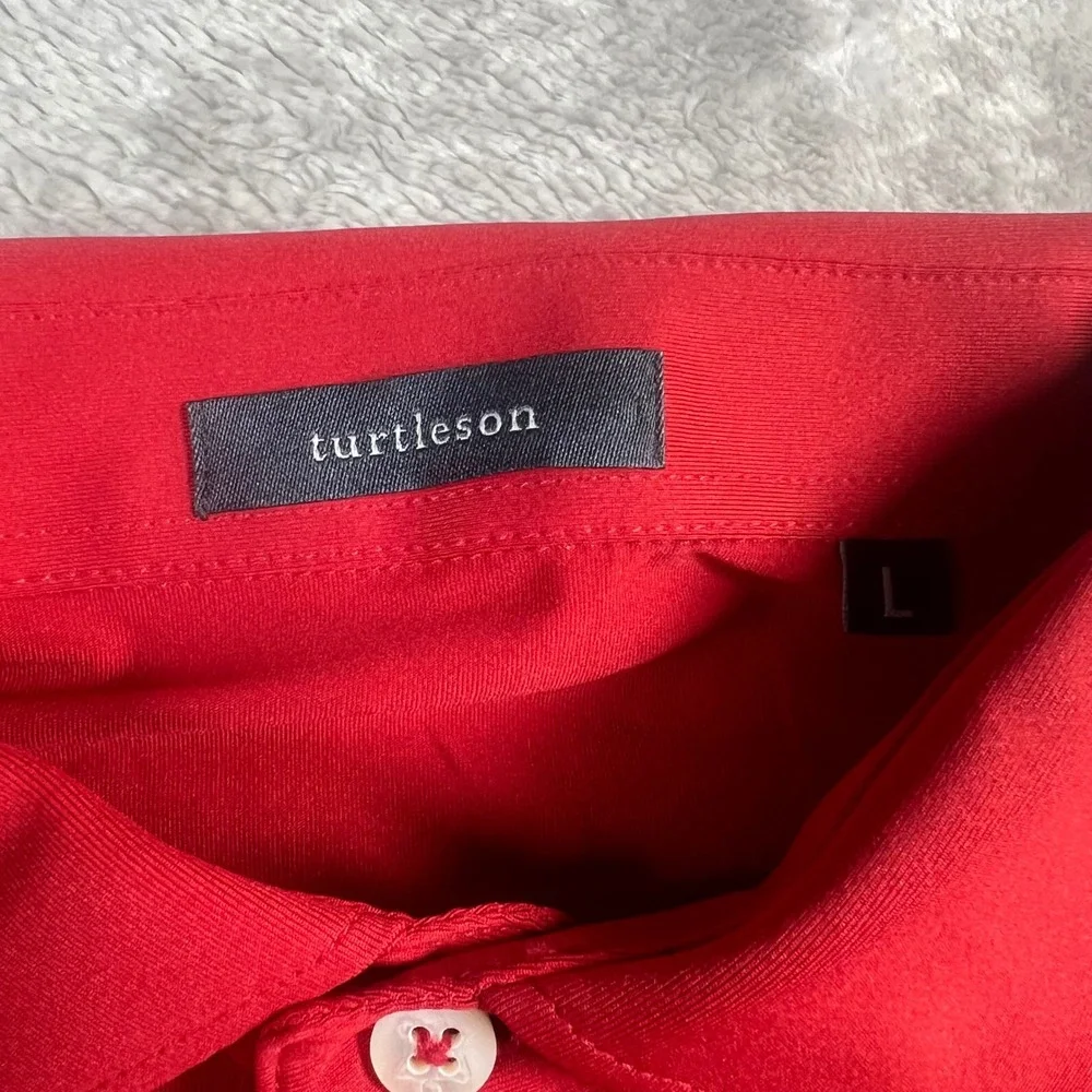 NWT Turtleson Men's Lg Palmer Solid Performance Polo Red Company Logo MS18K12